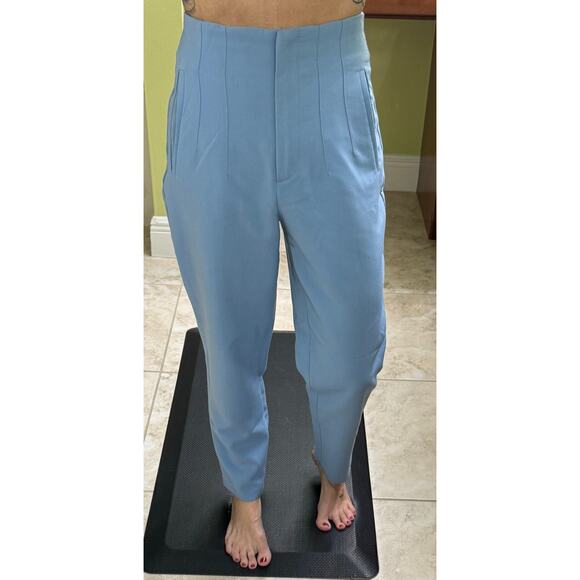 Zara high waisted tailored trousers light/med blue dress pants size small NWOT - Picture 2 of 11